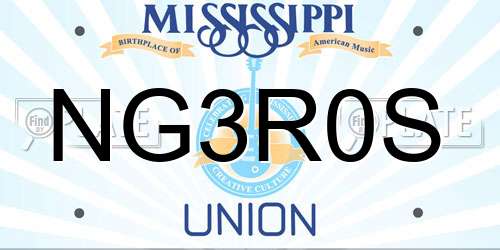 NG3R0S Mississippi License Plate