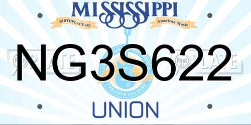 NG3S622 Mississippi License Plate