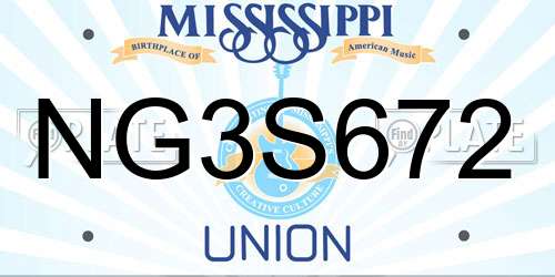 NG3S672 Mississippi License Plate