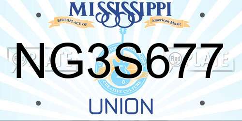 NG3S677 Mississippi License Plate