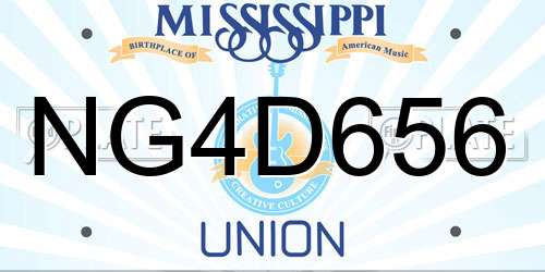 NG4D656 Mississippi License Plate