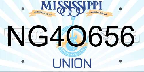 NG4O656 Mississippi License Plate