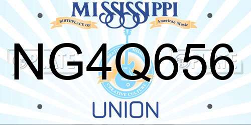NG4Q656 Mississippi License Plate