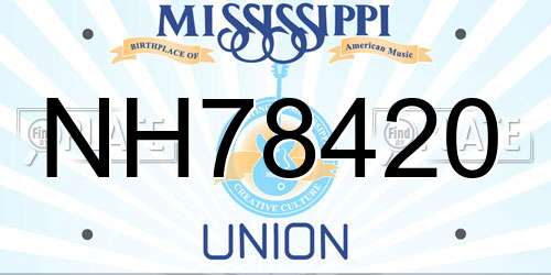 NH78420 Mississippi License Plate