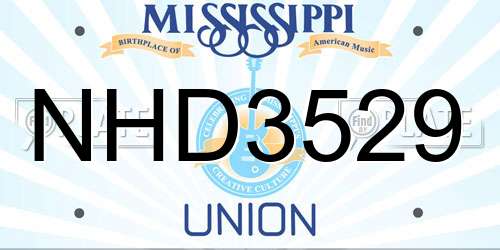 NHD3529 Mississippi License Plate