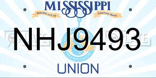 NHJ9493 Mississippi License Plate