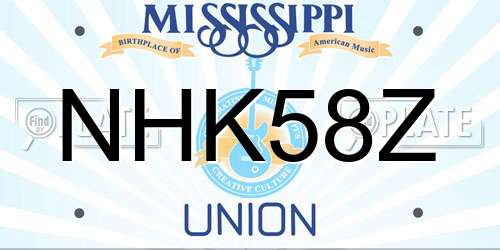 NHK58Z Mississippi License Plate