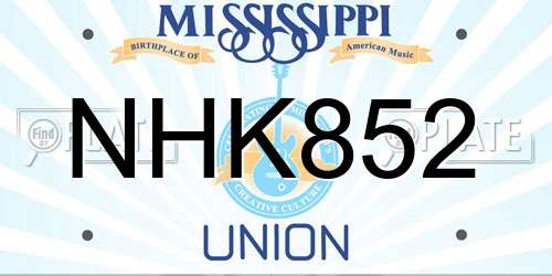 NHK852 Mississippi License Plate