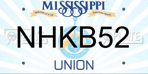 NHKB52 Mississippi License Plate