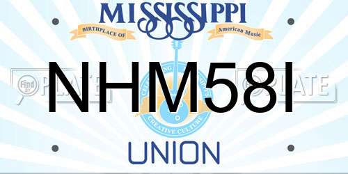 NHM58I Mississippi License Plate