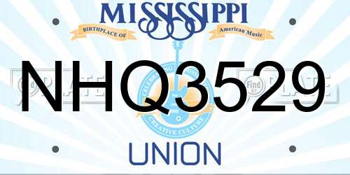 NHQ3529 Mississippi License Plate
