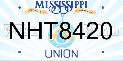 NHT8420 Mississippi License Plate