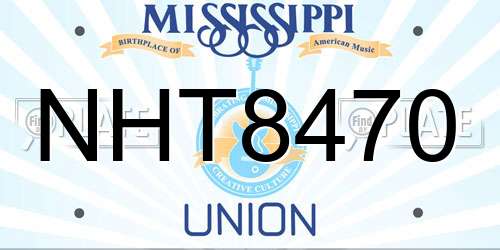 NHT8470 Mississippi License Plate
