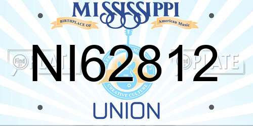 NI62812 Mississippi License Plate