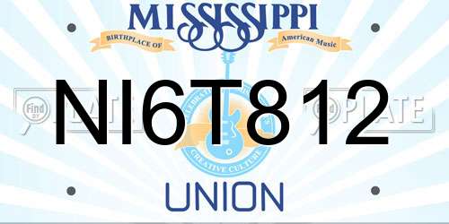 NI6T812 Mississippi License Plate