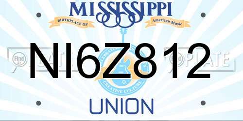 NI6Z812 Mississippi License Plate