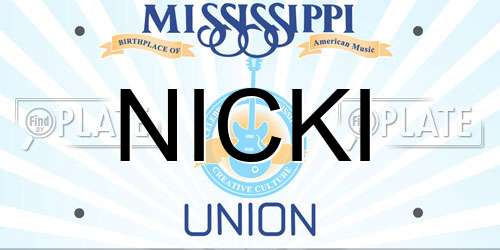 NICKI Mississippi License Plate