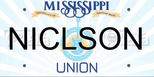 NICLSON Mississippi License Plate