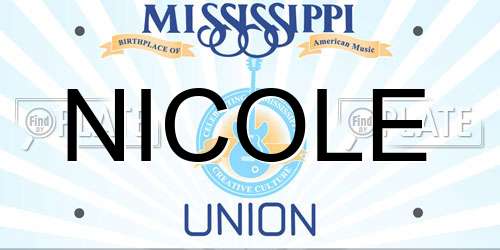 NICOLE Mississippi License Plate