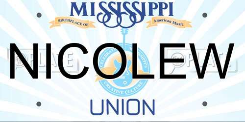 NICOLEW Mississippi License Plate