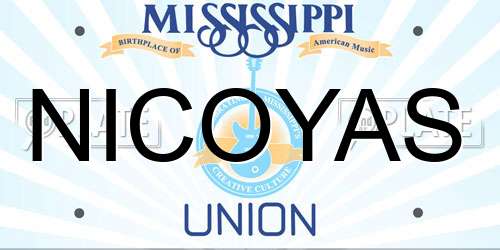 NICOYAS Mississippi License Plate
