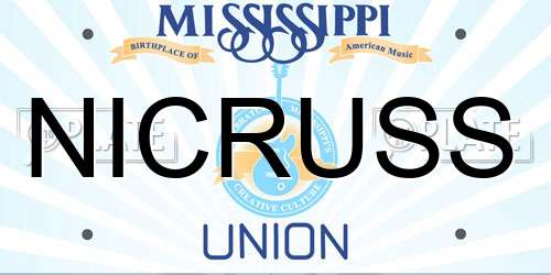 NICRUSS Mississippi License Plate