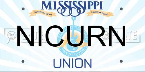 NICURN Mississippi License Plate