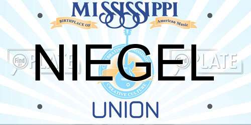 NIEGEL Mississippi License Plate