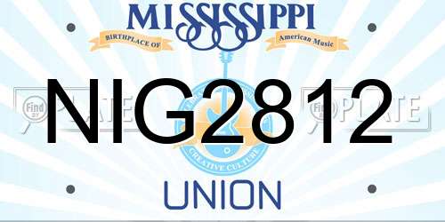 NIG2812 Mississippi License Plate