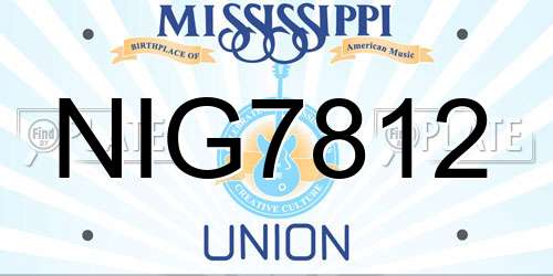 NIG7812 Mississippi License Plate
