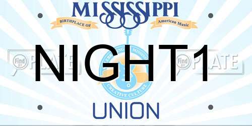 NIGHT1 Mississippi License Plate