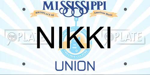 NIKKI Mississippi License Plate