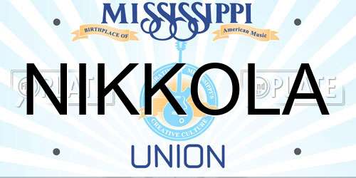 NIKKOLA Mississippi License Plate