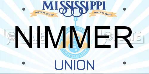NIMMER Mississippi License Plate