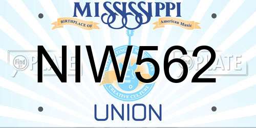 NIW562 Mississippi License Plate