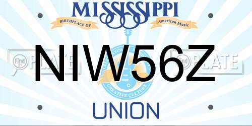 NIW56Z Mississippi License Plate