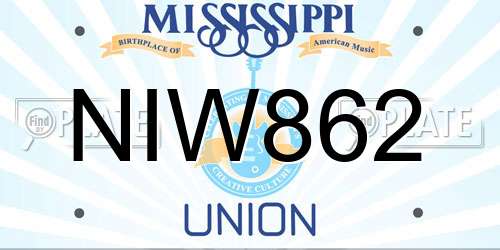 NIW862 Mississippi License Plate