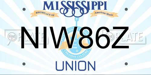 NIW86Z Mississippi License Plate