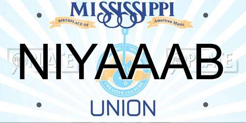 NIYAAAB Mississippi License Plate