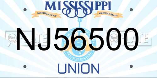 NJ56500 Mississippi License Plate