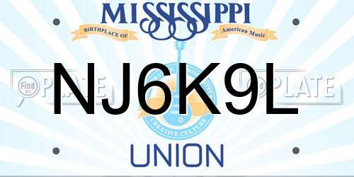 NJ6K9L Mississippi License Plate