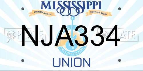 NJA334 Mississippi License Plate