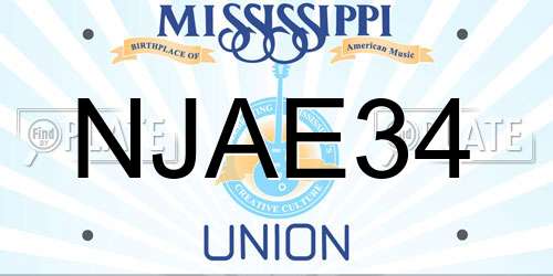 NJAE34 Mississippi License Plate
