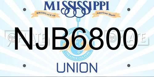 NJB6800 Mississippi License Plate