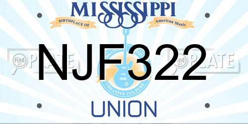 NJF322 Mississippi License Plate