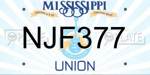 NJF377 Mississippi License Plate