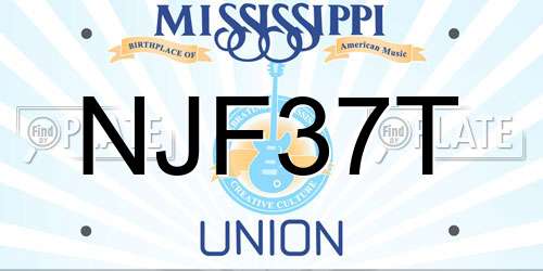 NJF37T Mississippi License Plate