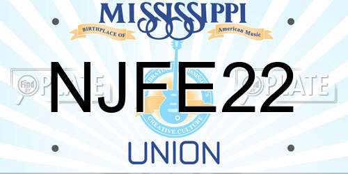 NJFE22 Mississippi License Plate