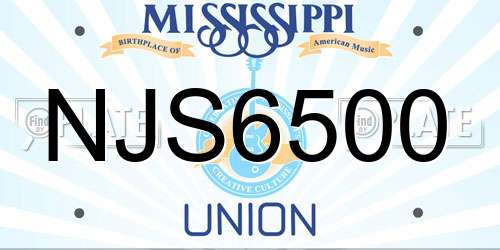 NJS6500 Mississippi License Plate