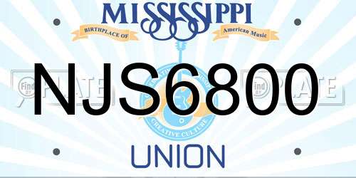 NJS6800 Mississippi License Plate
